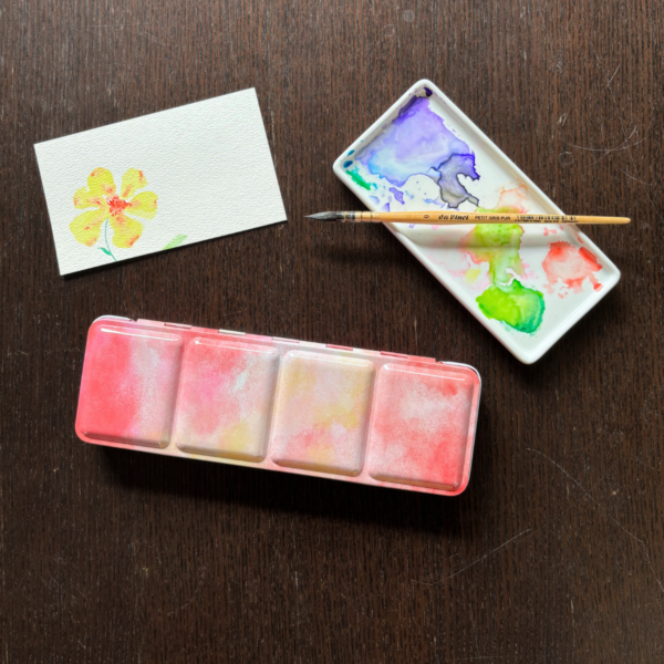 Boîte aquarelle en métal imprimé summer time 24 bureau
