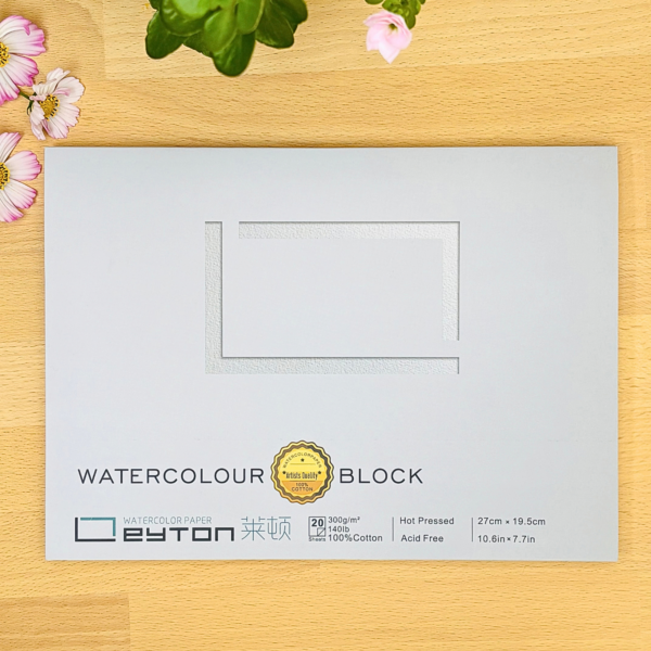 Leyton 16K Bloc 100% Coton, 300g, Grain Satiné, 19.5cm x 27cm